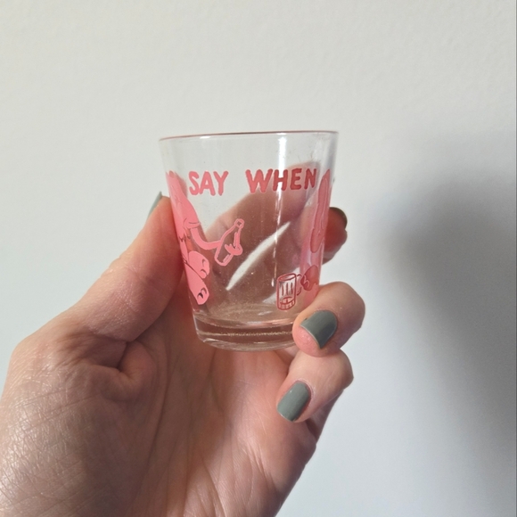 Hazel Atlas Say When Pink Elephant Shot Glass Vintage - Picture 3 of 4